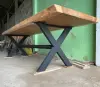  Product image 6 of the product “Natural wood table suar with metal legs X-style, 314cm length, 107cm width, 83.5 cm height. Table top 7cm thickness ”